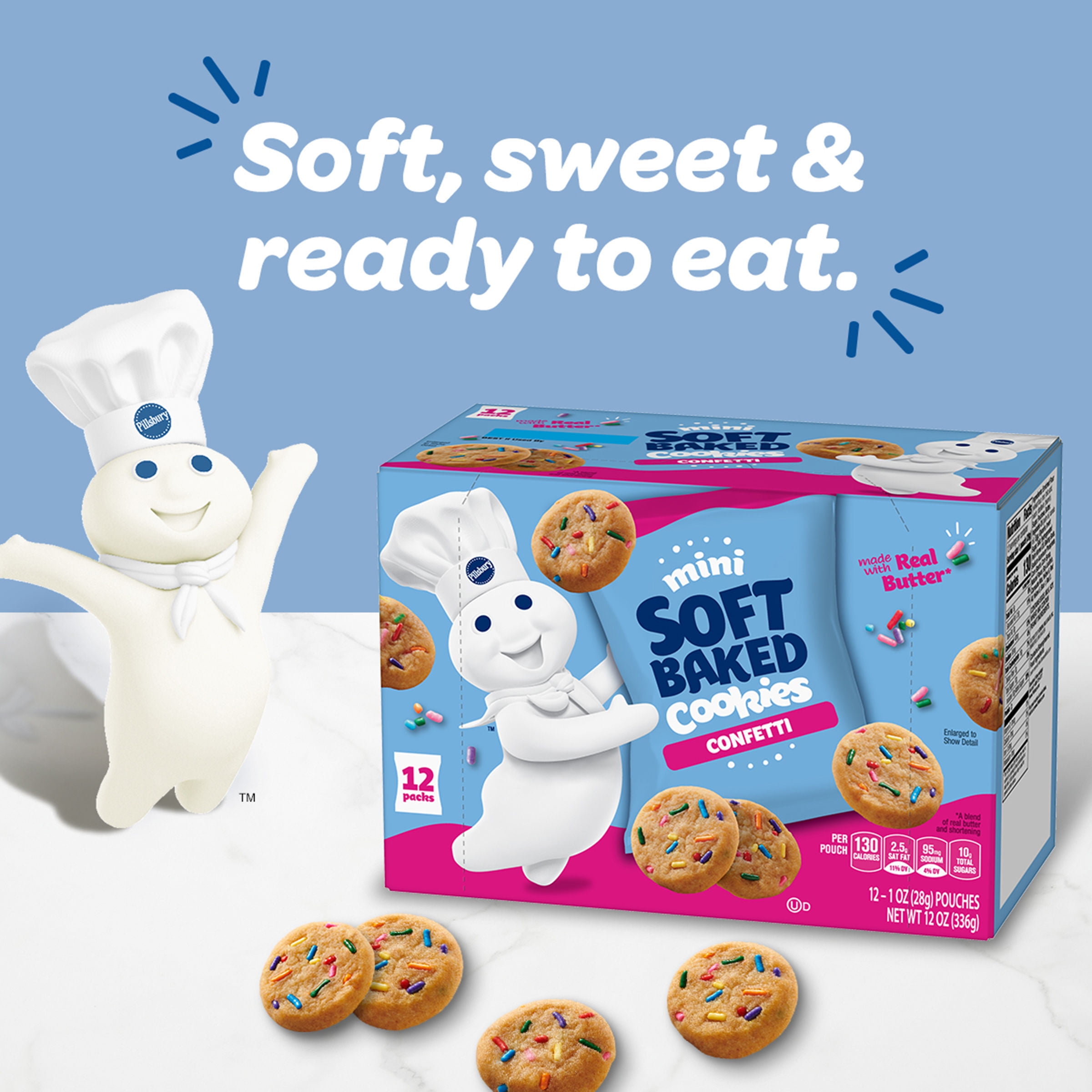 Buy Pillsbury Mini Soft Baked Cookies, Confetti, Snack Bags, 12 ct