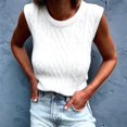 thumbnail image 2 of Summer Knit Tank Top for Women - Lazy Round Neck Sleeveless Fashion Shirt White M, 2 of 5
