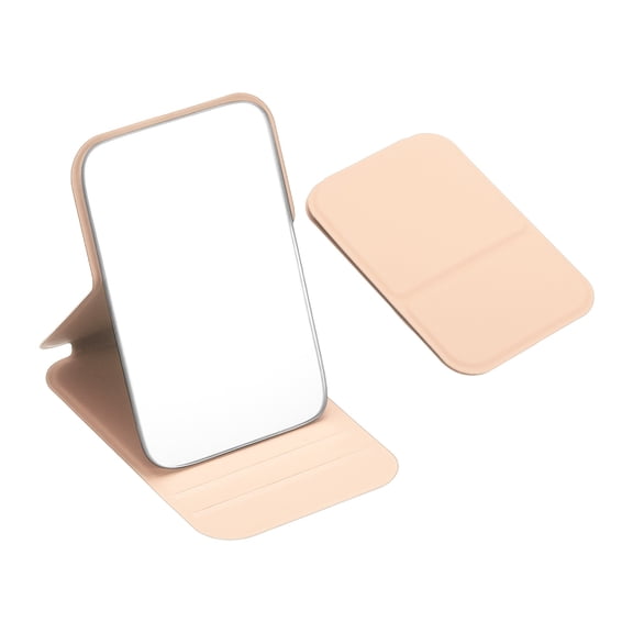 Uxcell Small Rectangle Pocket Mirror for Purse, 4.33 x 2.76 Inch Compact Makeup Mirror with Leather Case, Travel Mirror Handheld Mirror for Women, Girls, Purse, Gift(Pink)