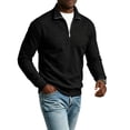 thumbnail image 2 of GrmtClth Mens Quarter Zip Up Pullover Lightweight Mock Neck Sweatshirt | Half Zip,Lightweight,Mock Neck,Daily,Soft fabric,Simple and Classic Black L, 2 of 8