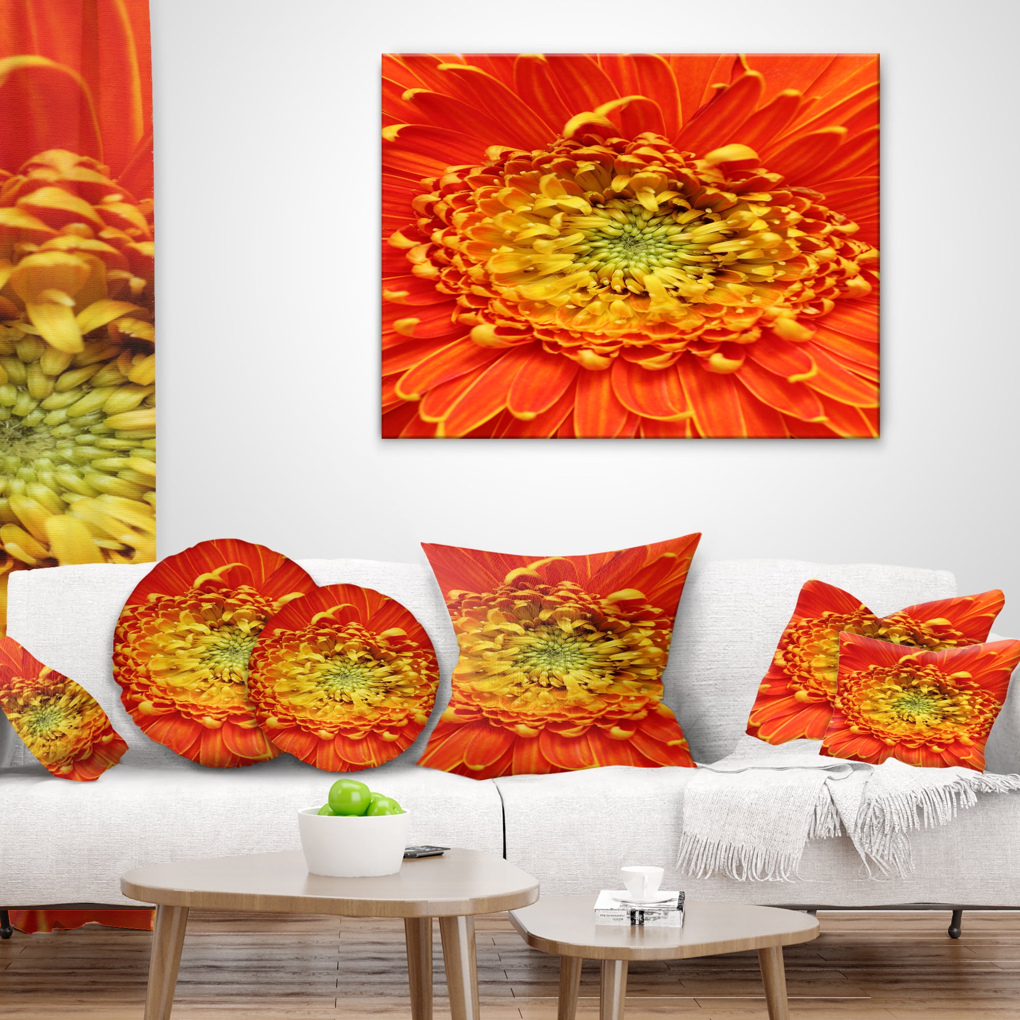 Designart Beautiful Gerbera Flower In Brig - Floral Throw Pillow - 18x18