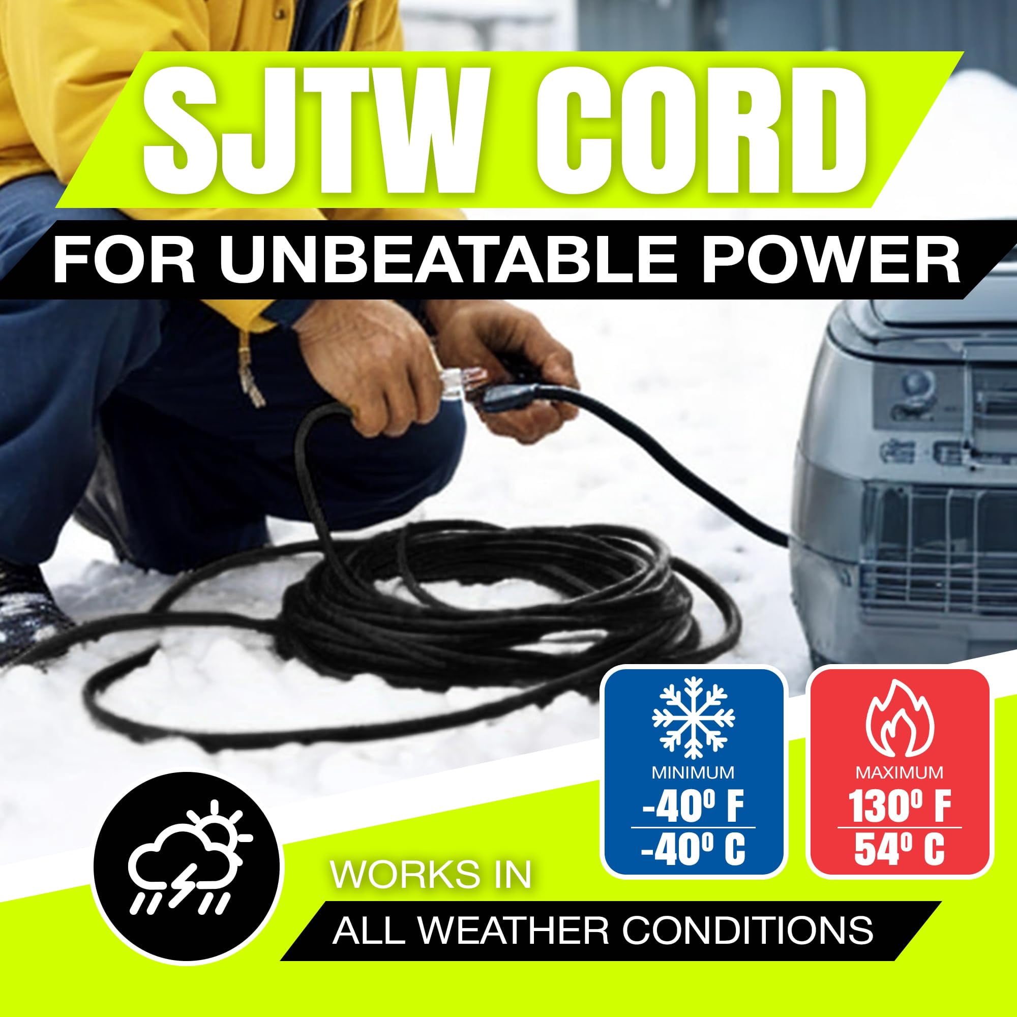 LifeSupplyUSA Waterproof Electric Drop 100ft Power Extension Cord