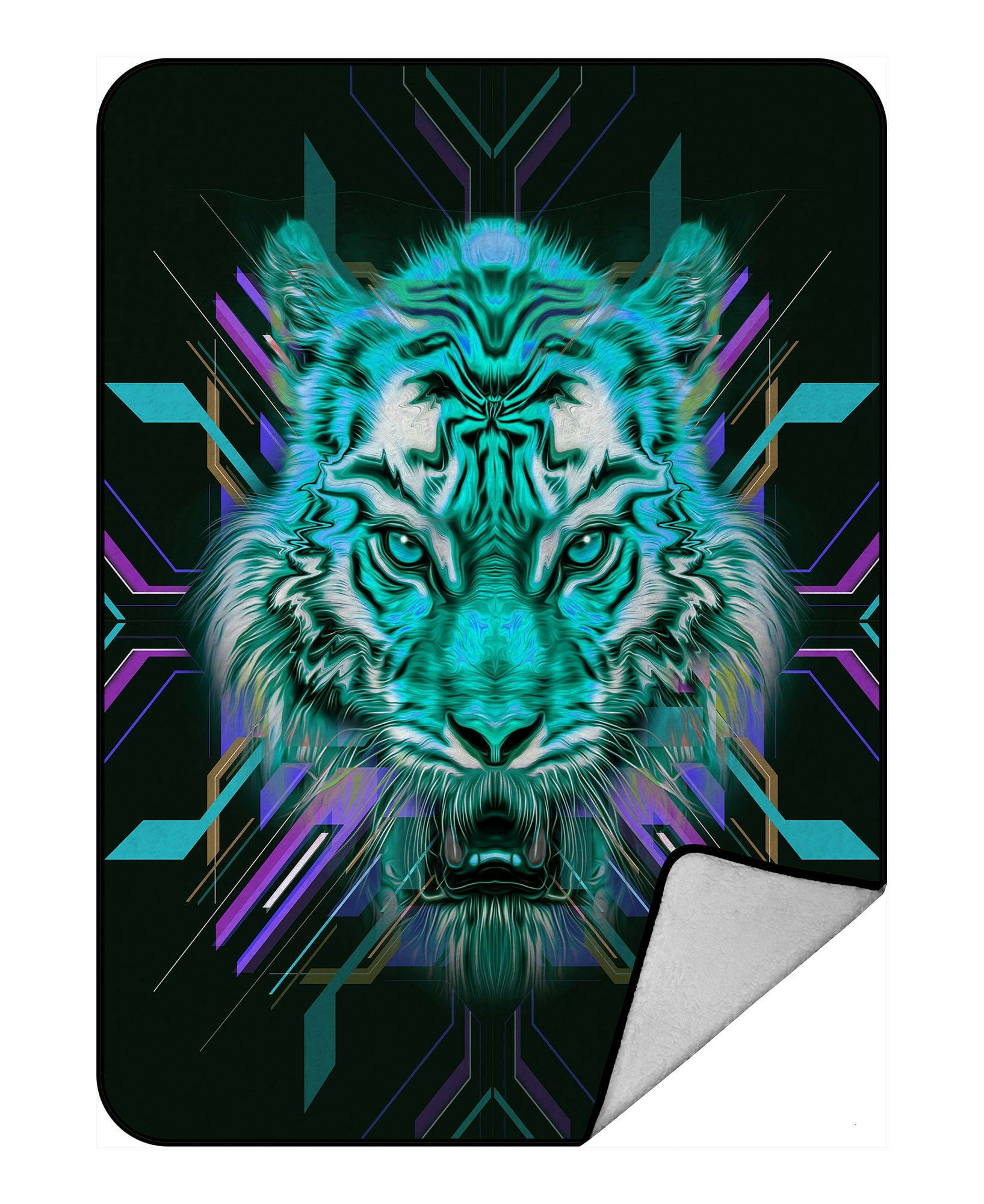 ECZJNT colorful tiger digital Throw Blanket Fleece Blankets Plush