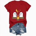 thumbnail image 5 of TOWED22 Halloween T Shirt Women Crew Neck Short Sleeve Cute Bow Ghost Graphic T Shirts - Spooky Print Loose Top Funny Fashion Clothes(Red,S), 5 of 8