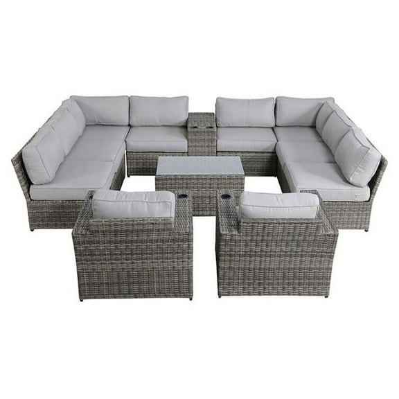 Living Source International 12-Piece Sectional Seating Group w/Cushions in Gray