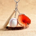 thumbnail image 6 of Modern Jewelry Mini Baseball Bat Glove Set Faux Leather Wood Key Chain Keyring, 6 of 7
