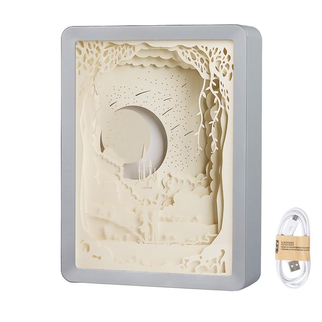 3D Lys Skygge Nattlampe Med Papirutskjært Kunst 3d luz y sombra adornos de lámpara de talla de papel Wmkox8yii gf7563