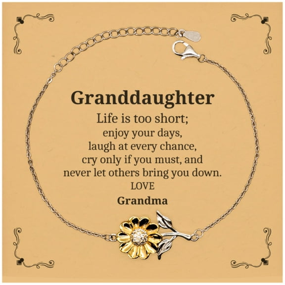 Sunflower Bracelet Granddaughter Life Enjoy Laugh Love Engraved Confidence Gift for Birthday Christmas Graduation