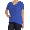 thumbnail image 1 of Michael Kors Womens Pleated Hi-Low Pullover Blouse, Blue, Small, 1 of 1