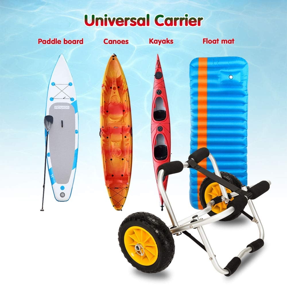Ktaxon Kayak Canoe Jon Boat Carrier Dolly Trailer Tote Trolley Transport Cart On Yellow Wheel - High Capacity