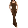 thumbnail image 1 of Gupgi Women Yoga Flare Jumpsuits Solid Color Sleeveless Tank Bodysuit Workout Bodycon Rompers, 1 of 6