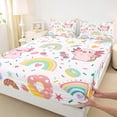 thumbnail image 3 of jejeloiu Cartoon Cute Axolotl Twin Sheet Sets,Colorful Kawaii Rainbow Twin Fitted Sheet,Sweet Dessert Donut Flat Sheet For Girls Kids,Microfiber Bedroom Decor,3 Pieces, 3 of 7