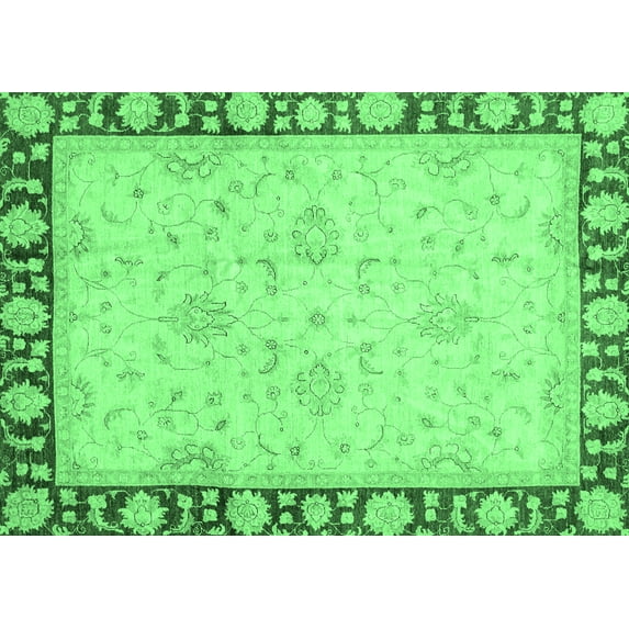 Ahgly Company Indoor Rectangle Oriental Emerald Green Traditional Area Rugs, 4' x 6'