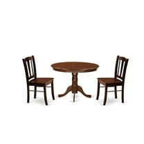 East West Furniture Hartland 3 Pieces Solid Wooden Dining Set in Mahogany