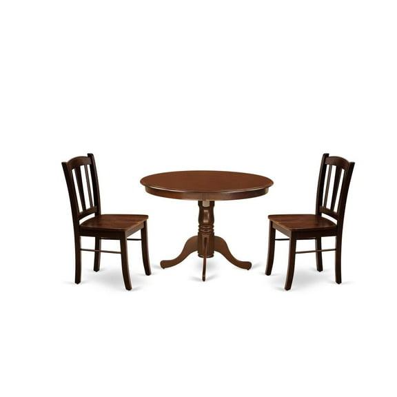 East West Furniture Hartland 3 Pieces Solid Wooden Dining Set in Mahogany