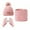 Pink, variant on Kids Winter Hat Gloves Scarf 3-Piece Set, Bear Logo Fleece Lined Knit Beanie with PomPom, Solid Color Mittens and Neck Warmer Set for Boys and Girls Ages 2-8 Years, Warm Toddler Accessories Black