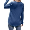thumbnail image 5 of STARVNC Women Square Neck Long Sleeve Pleated Curved Hem Tunic Top, 5 of 7