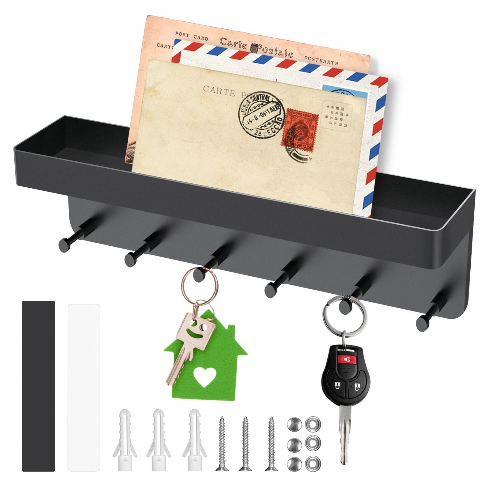 Wall Mounted Key Holder Mail Organizer and Key Rack with Tray for