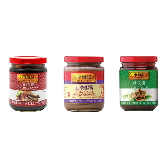NineChef Brand Spoon Plus 3 Pack Lee Kum Kee Cooking Sauce, 3 Flavors(Char Siu Sauce,Finely Shrimp,Sa Cha Sauce)