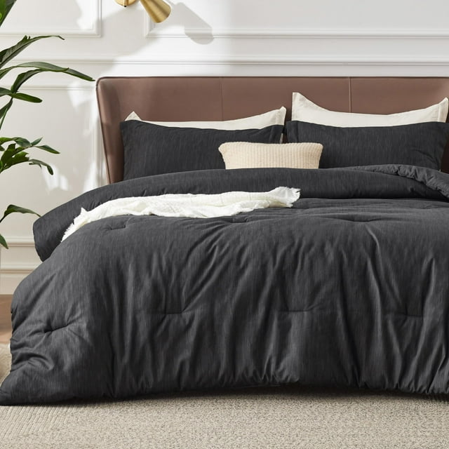 Juego de edredón Bedsure California King negro de 3 piezas