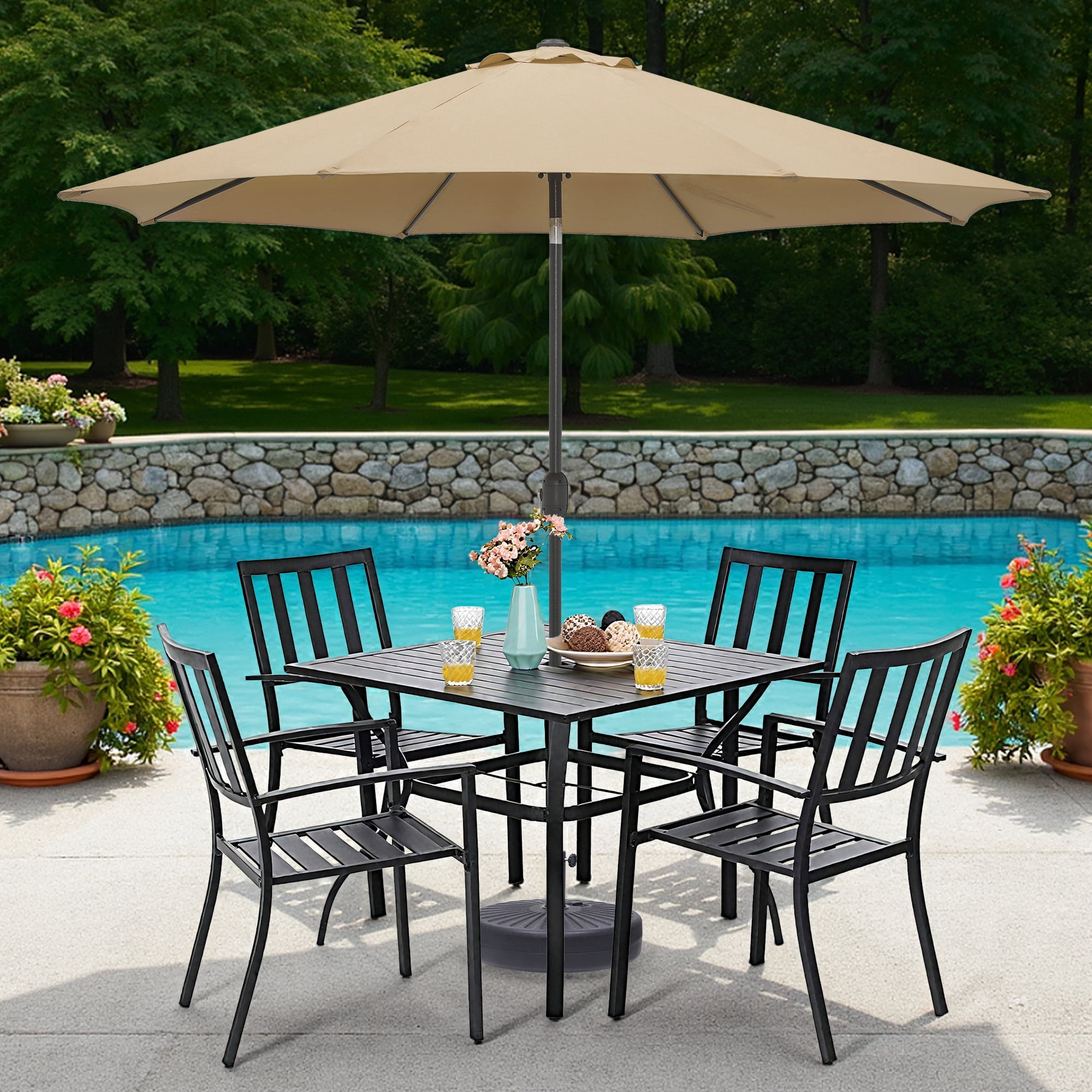 Abble Outdoor 10ft Patio Umbrella with Crank and Tilt - Tan