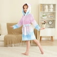 thumbnail image 4 of FORMRS Niños Bathrobe Unisex Hooded Robe Soft Plush Pajamas Sleepwear, Size 2-3T, Light Pink Stripes, 4 of 7