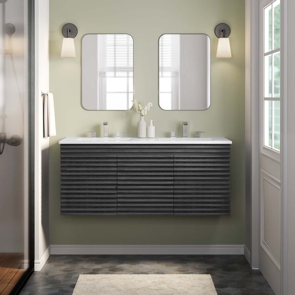 Modway Render 48" Wall-Mount Bathroom Vanity in Charcoal White