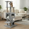 thumbnail image 4 of Costway 64" Tall Cat Tree with 2 Large Condos, Jute Scratching Posts, Plush Top Perch Light Gray, 4 of 9
