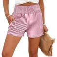 thumbnail image 4 of Garbnen Stripe Shorts Women High Waisted Womens Shorts for Summer Beach Going Out Breathable Color Block Womens Shorts with Pockets XL, 4 of 4