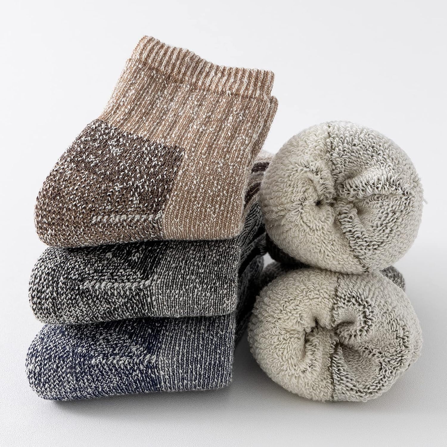 Merino Wool Ankle Hiking Socks Men Outdoor Women Thermal Warm Cushioned Quarter Sock (3 Pairs)
