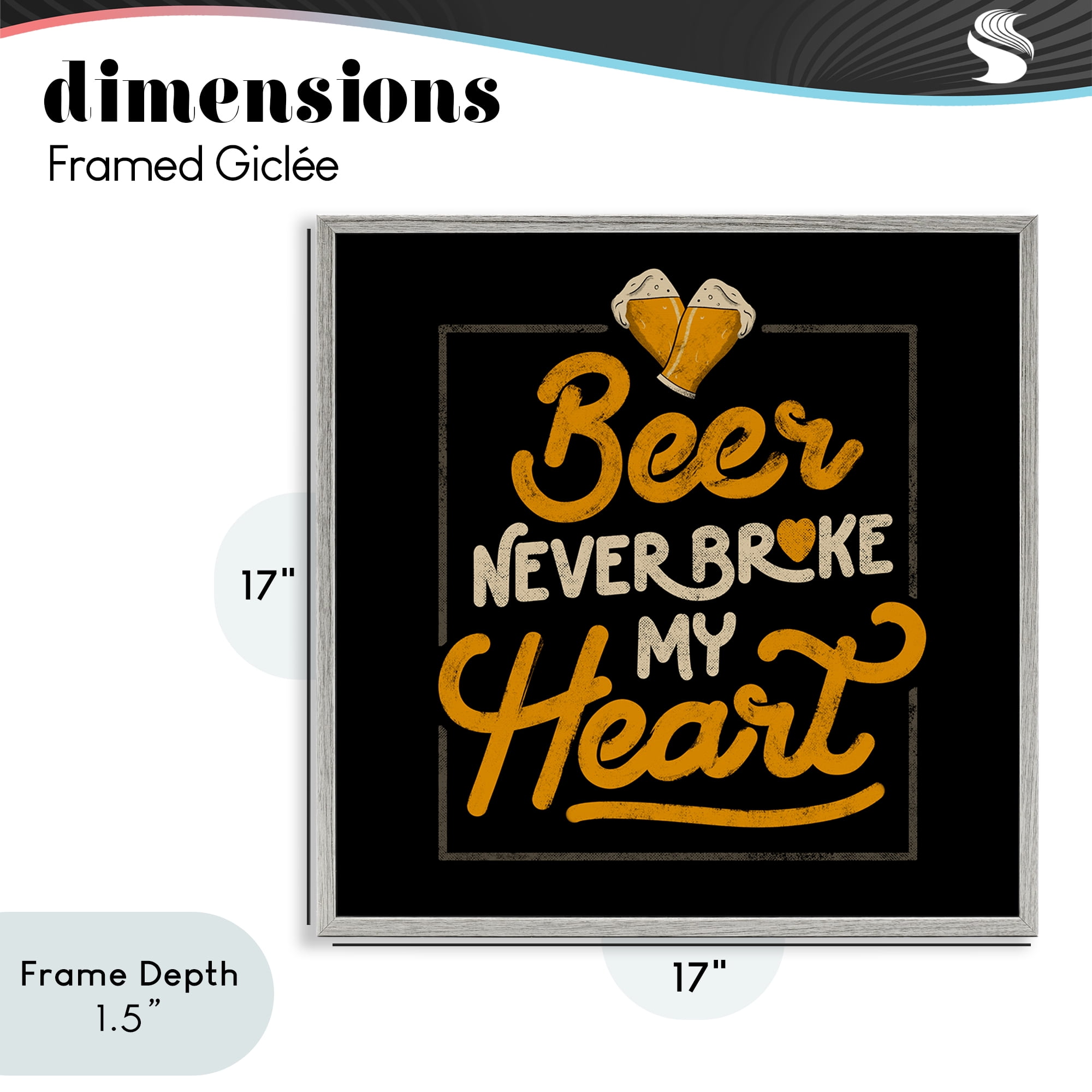 Stupell Industries Beer Never Broke My Heart Gray Framed Giclee Art, design by EduEly Designs