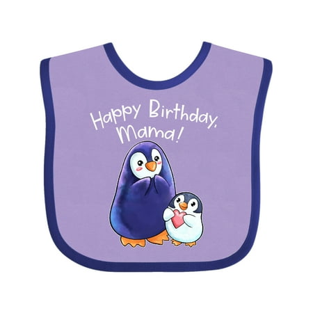 

Inktastic Happy Birthday Mama!- Cute Penguins Gift Baby Boy or Baby Girl Bib