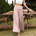 thumbnail image 2 of Lilgiuy Women's Fashion Casual High Waist Elastic Waist Solid Color Ruffle Wide Leg Long Pants Pink 6 2022 Fall Winter, 2 of 5