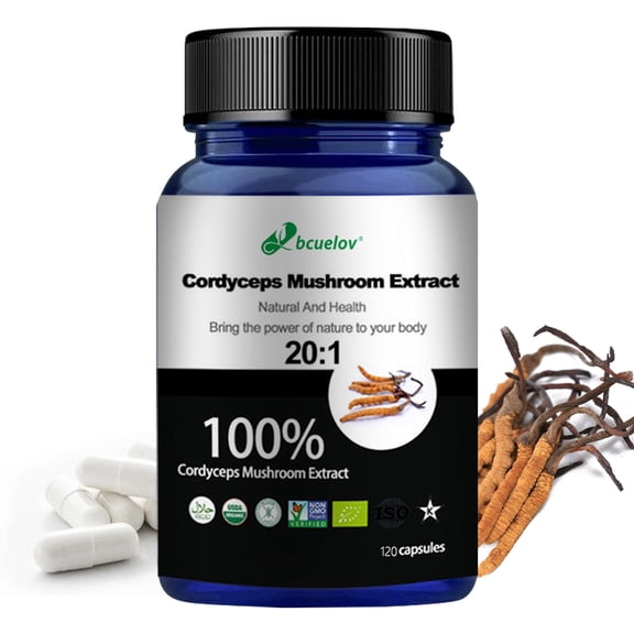 Bcuelov Cordyceps Mushroom Supplement, 120 Capsules, Supports Vitality & Endurance