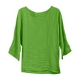 thumbnail image 1 of Blouses en Coton et Lin Jacquard à Manches 3/4 pour Femmes, 1 of 6