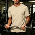 thumbnail image 4 of Mfakffe Mens Summer Shirts Big and Tall Casual T-Shirt Lightweight Short Sleeve Undershirts Athletic Crew Neck Clothes(Khaki,3XL), 4 of 5