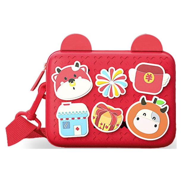 Qarigey Bolso para niños Diseño lindo Suavidad Regalo de Navidad Paquete de cofre pequeño liviano Múltiples patrones Llaves Monedero Bolsas de mensajero y de hombro Carne de res y carne de res