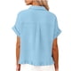 thumbnail image 4 of Craaazy Women's Oversized Short Sleeve Tunic Tops, Lightweight Casual Shirt, Collared Pocket Blouse with Ruffle Hem for Everyday Outfits Gifts, 4 of 9