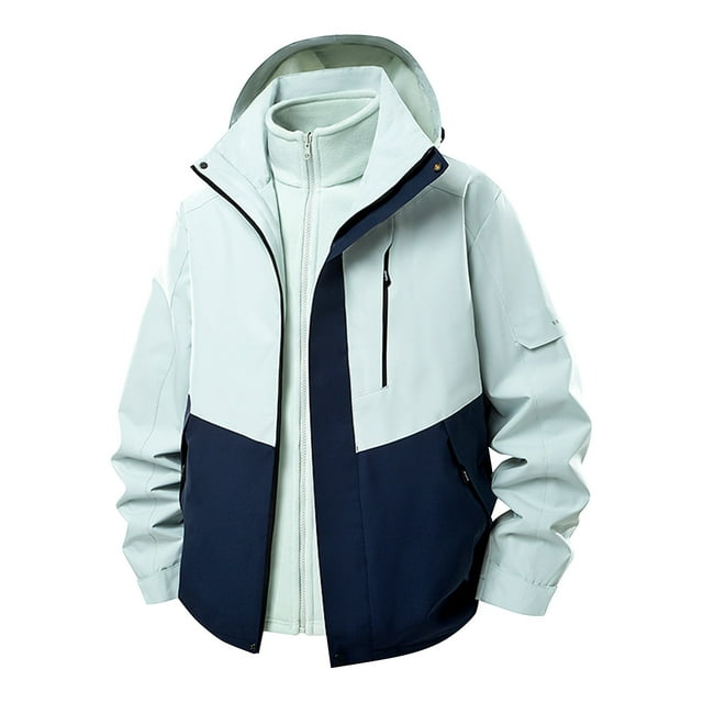 WRKEKC Veste à Capuche pour Hommes Résistante au Vent Légère avec Poches Zippées pour Randonnée Course Escalade et Entraînement par Tous les Temps en Couleur Unie Marine TG