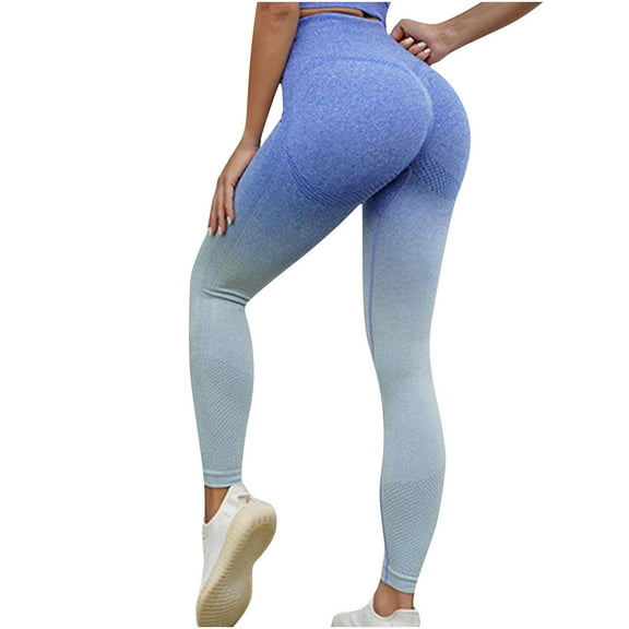 Uaswgudfs Women's High-Waisted Yoga Pants with Contoured Seams – Breathable Seamless Leggings for Gym & Daily Workouts Blue S