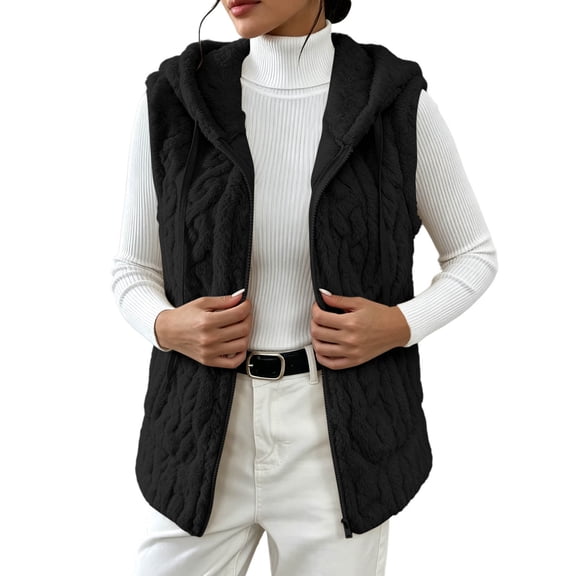 Luvrsol Women V Neck Open Front Fleece Sleeveless Vest Lightweight Casual Layering Waistcoat Gilet S-3XL