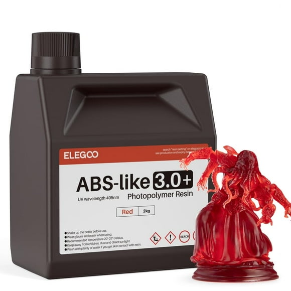 Impresora 3D de resina fotopolimérica ELEGOO ABS-Like 3.0+ Clear Red