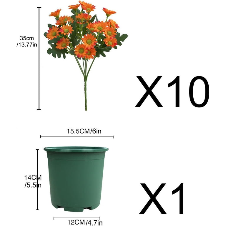 Funsdecor Artificial Sunset Mums – Set Of 5 UV Resistant Bunches, Waterproof Fake Flowers For Outdoor Fall Decor