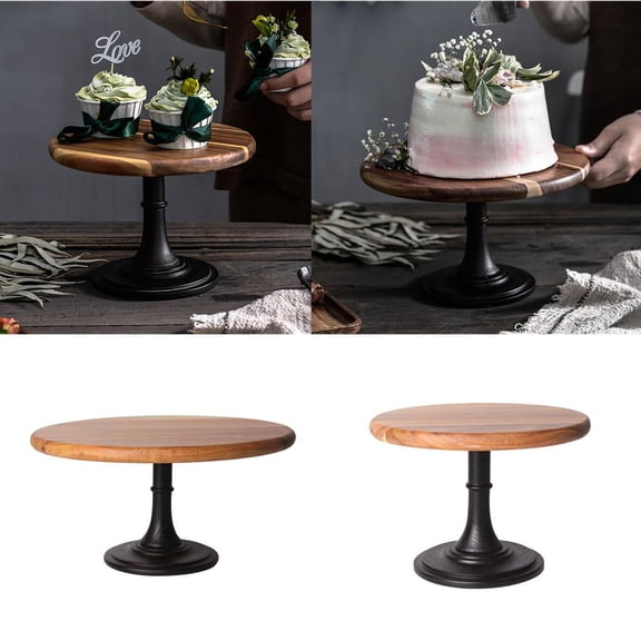 2pcs Rustic Cake Stand Round Display Holder Plate Home Kitchen Decorations