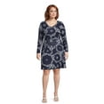 thumbnail image 2 of Terra & Sky Women's Plus Size Long Sleeve Swing Dress, Sizes 0X-5X, 2 of 5