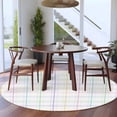 thumbnail image 4 of White Plaid Grid Round Rug 6ft Washable Circle Kitchen Rugs Non Slip Colorful Line Modern Simple Geometric Large Area Rug Indoor Floor Carpet for Bedroom Living Room Home Office Dining Room Nursery, 4 of 8