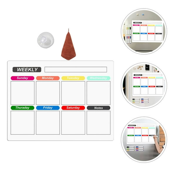 ADDHAT 1 Set Plastic Dry Erase Schedule Board for Household Items Office Use 11.8x12x0.08in