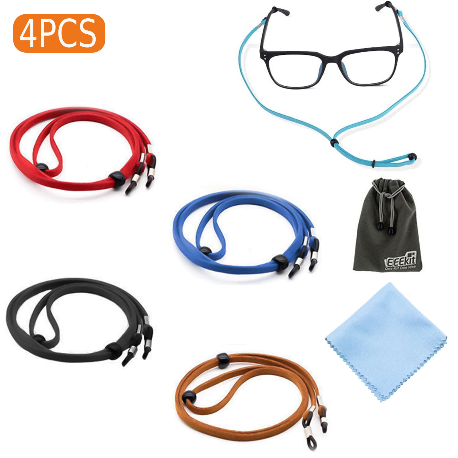 Eye Glasses Spectacle Chain Neck Strap Holder Leather Rope for Sport Travel 