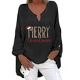 thumbnail image 1 of Tops Para Mujer Tops Con Estampado Navideño Manga Larga Hombro Algodón Lino Cuello en V Blusa Túnica Suelta Odeerbi  ODB183931, 1 of 5