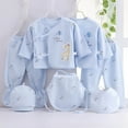 thumbnail image 2 of WUANDIXFA Layette Boy Outfits Set Baby Girls Sets Clothing Tops Hat Pants Cartoon 7Pcs Bib Sleeve Clothes Cute Outwear for 0-3 Months,Blue, 2 of 9